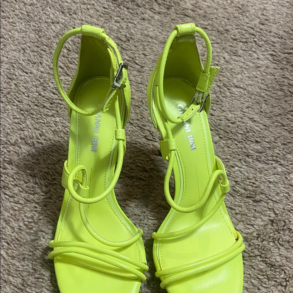 Gianni Bini Neon Yellow Strappy Heels - Picture 3 of 3
